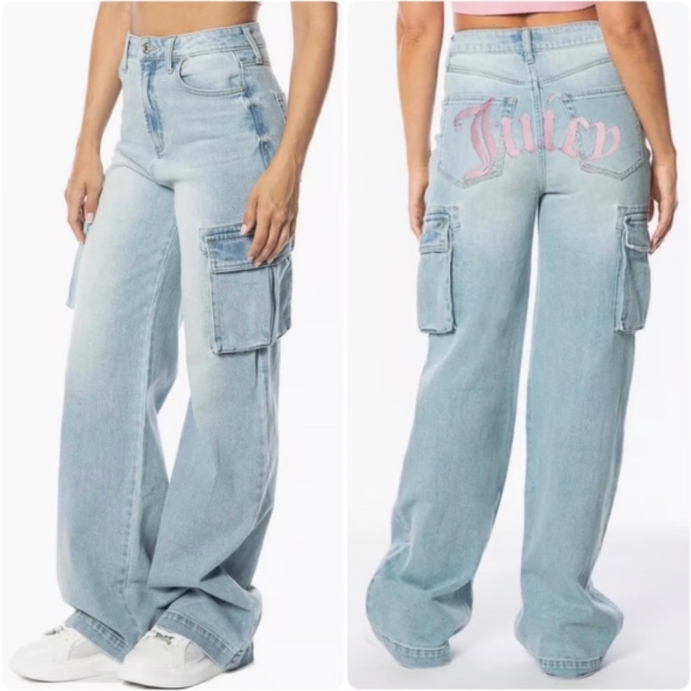 Juicy Couture Blue Flare Wide Leg Jeans
